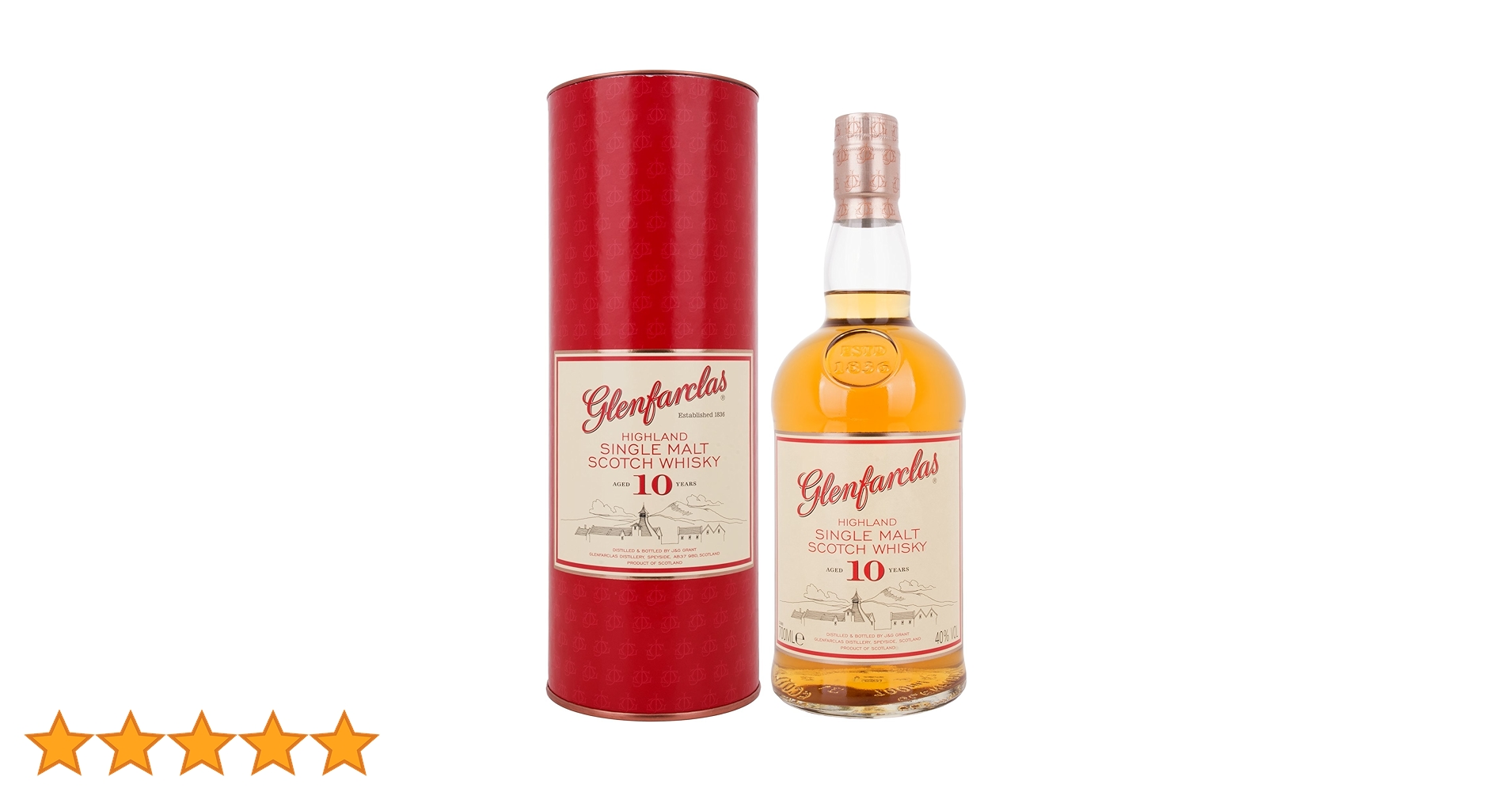 Glenfarclas Highland Single Malt Scotch 10 Year Old Whisky, 700ml